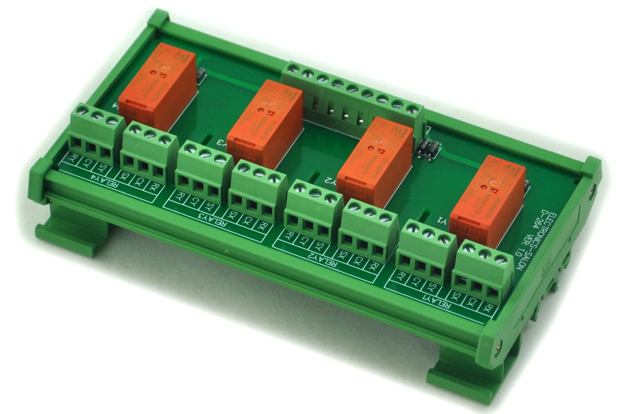 ELECTRONICSSALON DIN Rail Mount Passive Bistable/Latching 4 DPDT 8A