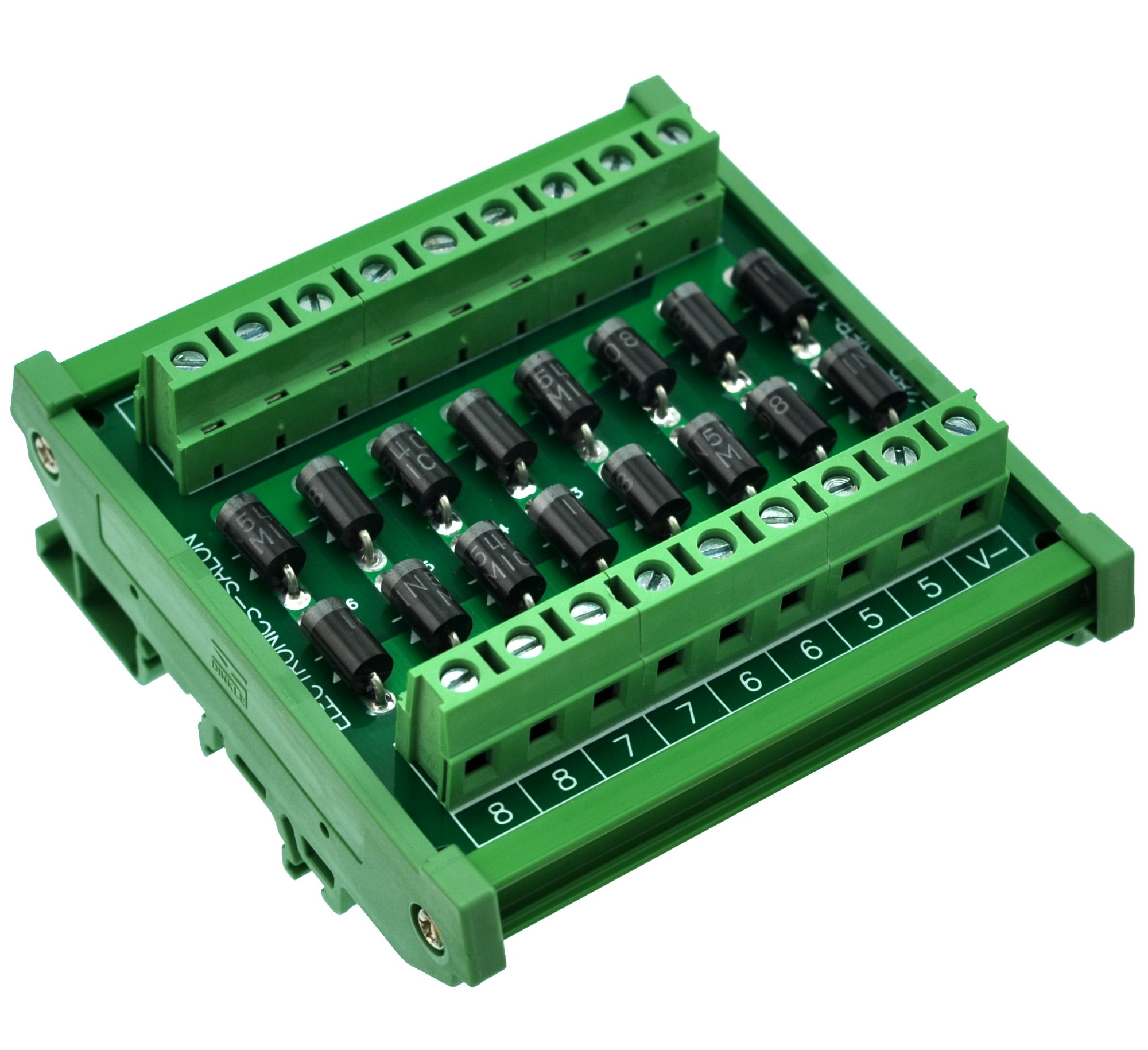 ElectronicsSalon DIN Rail Mount Clamp Diode Array Module Board, 16