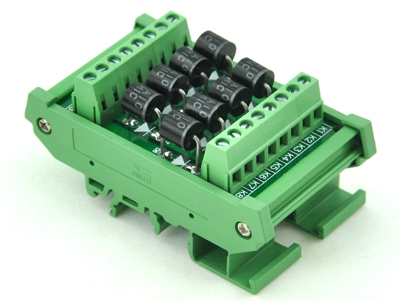 ELECTRONICSSALON DIN Rail Mount 8 Individual Diode Module, 6A10 6A