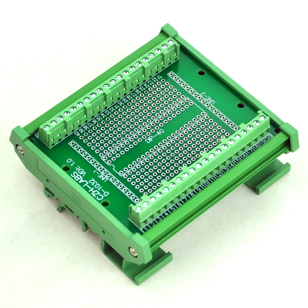 CZHLABS DIP40 Component to Screw Terminal Adapter Board, w/HQ DIN