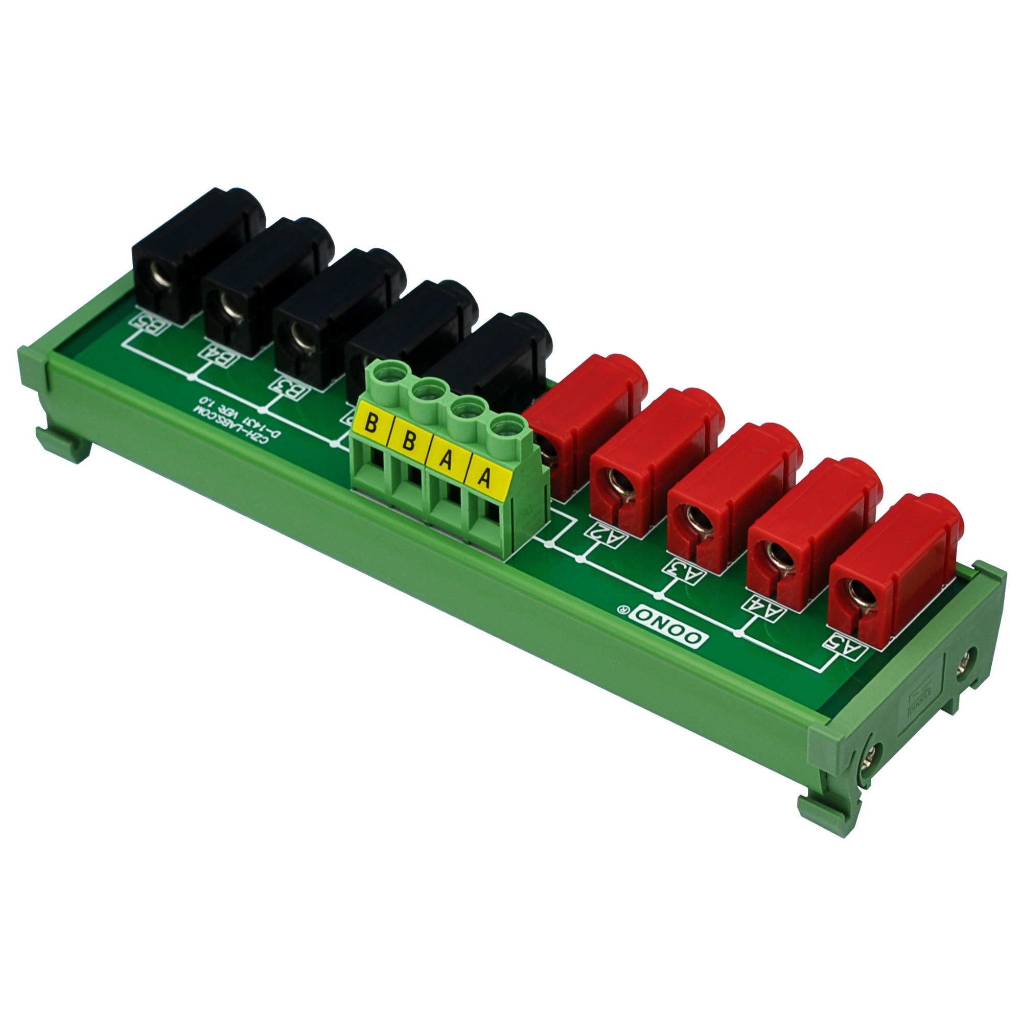 DIN Rail Mount 2 x 5 Position Banana Jack Distribution Module, DC Power